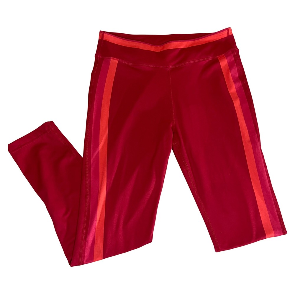 Krimson Klover Hot Pink Striped Activewear Leggings Womens Medium Recycled Poly
